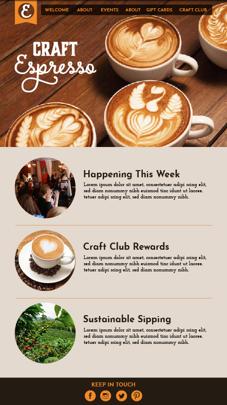 Craft Espresso Home Page for Dan - image 2 - student project