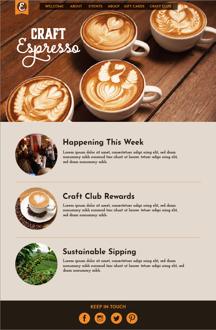 Craft Espresso Home Page for Dan - image 1 - student project
