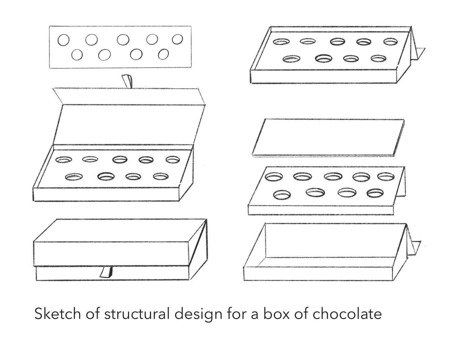 Sketch of structural design for a box of chocolates. - image 1 - student project