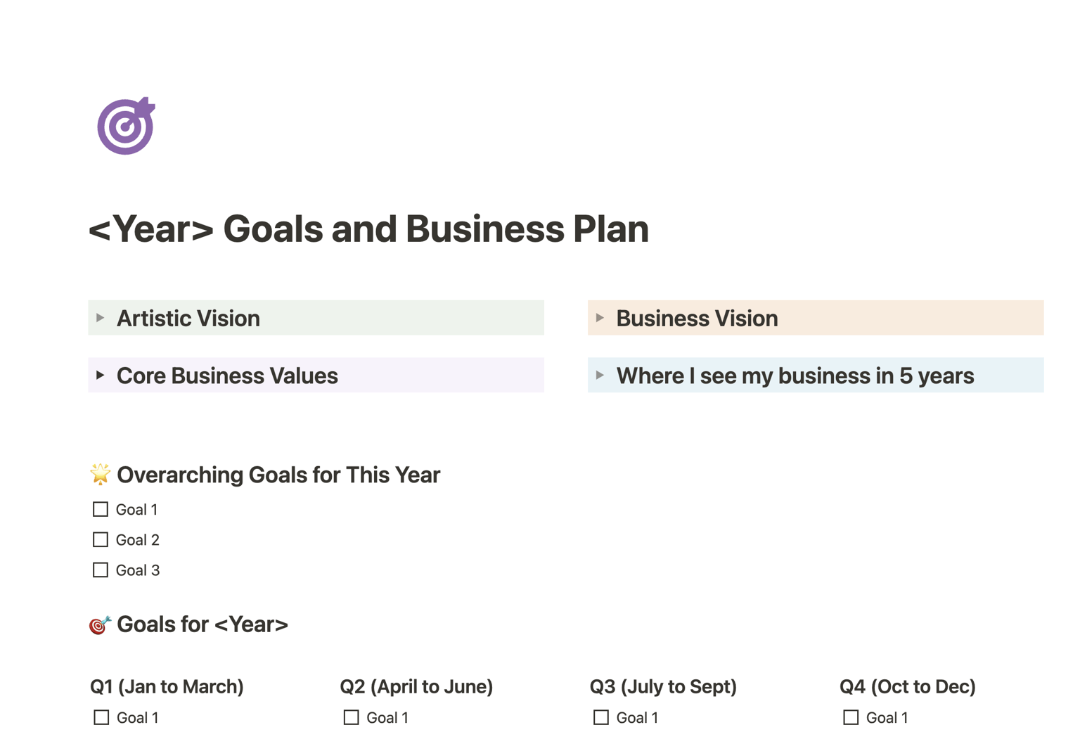 My Year Planning Dashboard - SAMPLE PROJECT - image 1 - student project