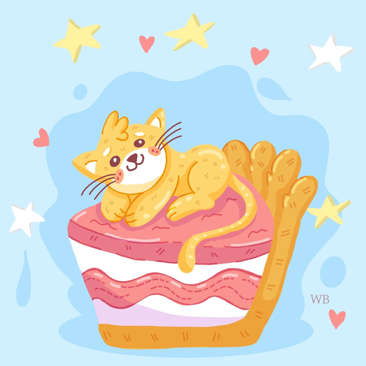 Kawii kitty on a pie in procreate - image 1 - student project