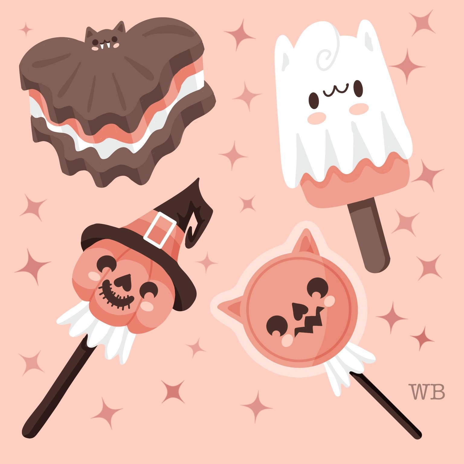 Kawaii Halloween sweets in procreate - image 1 - student project