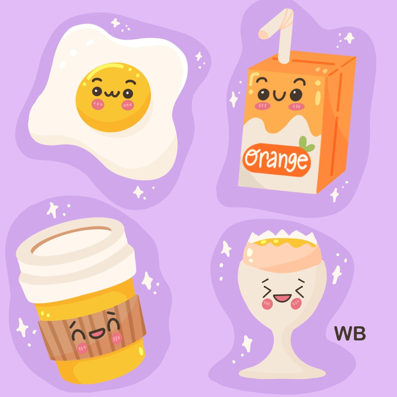 Cute kawaii breakfast in procreate - image 1 - student project