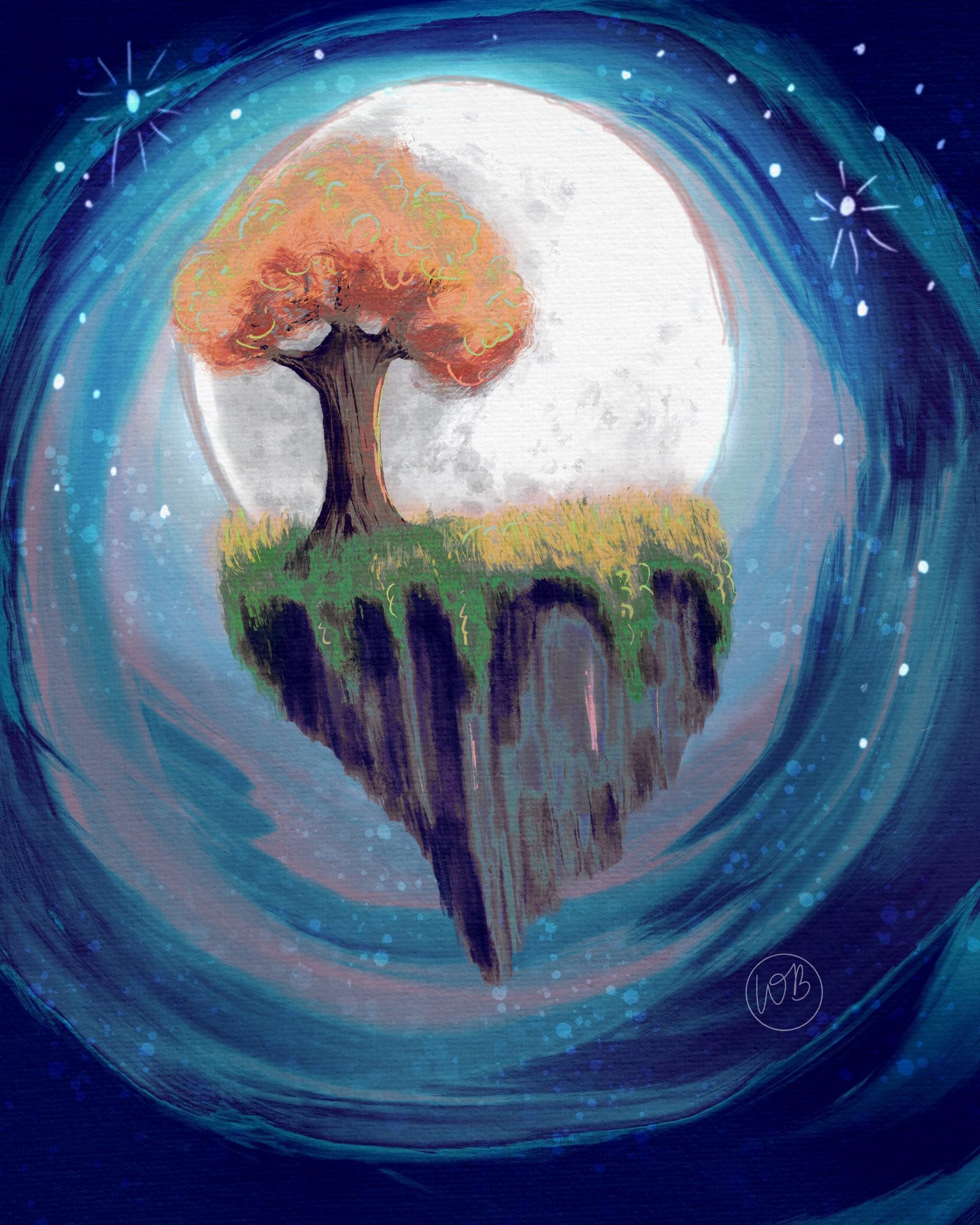 Magical floating island in procreate - image 1 - student project