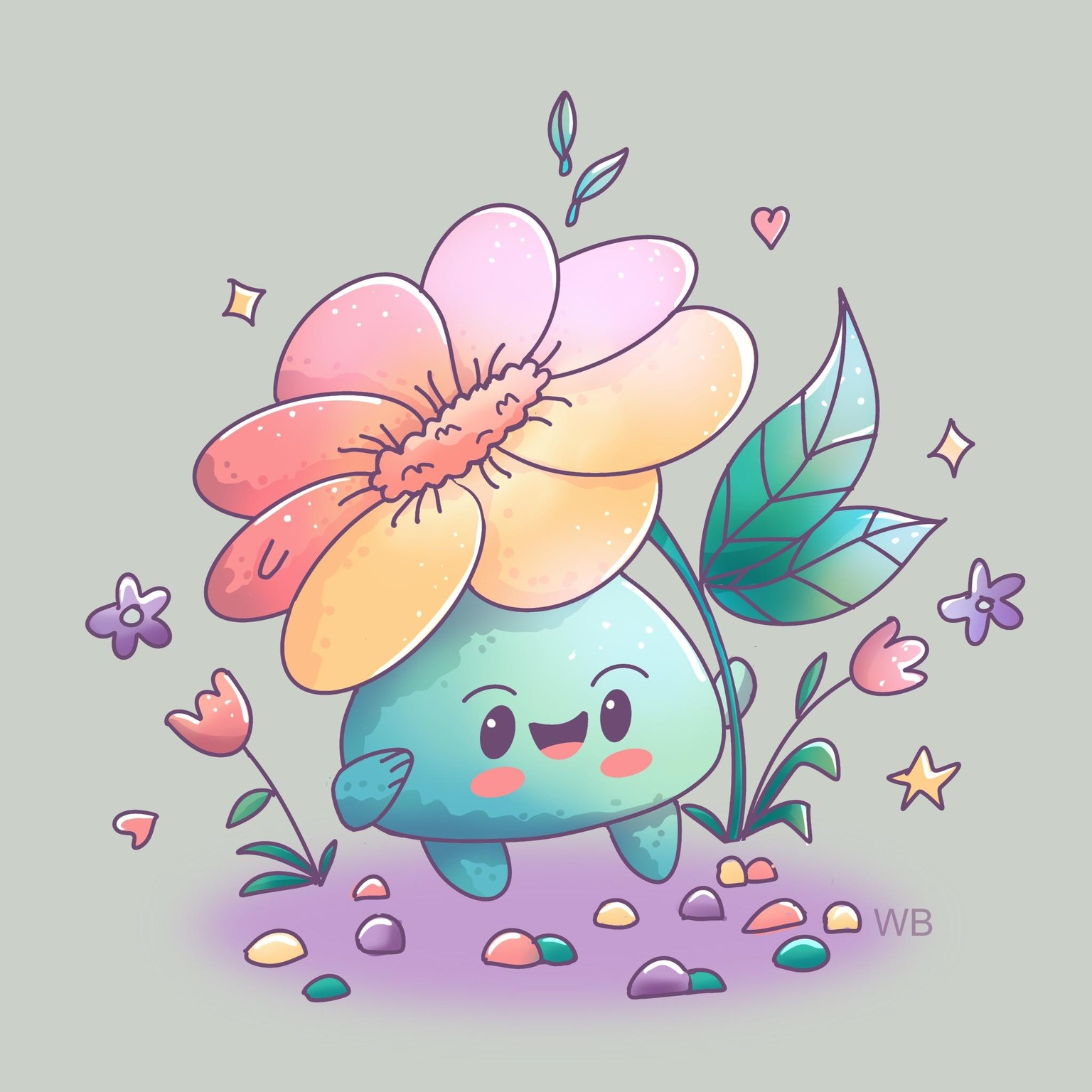 Adorable flower garden creature in procreate - image 1 - student project