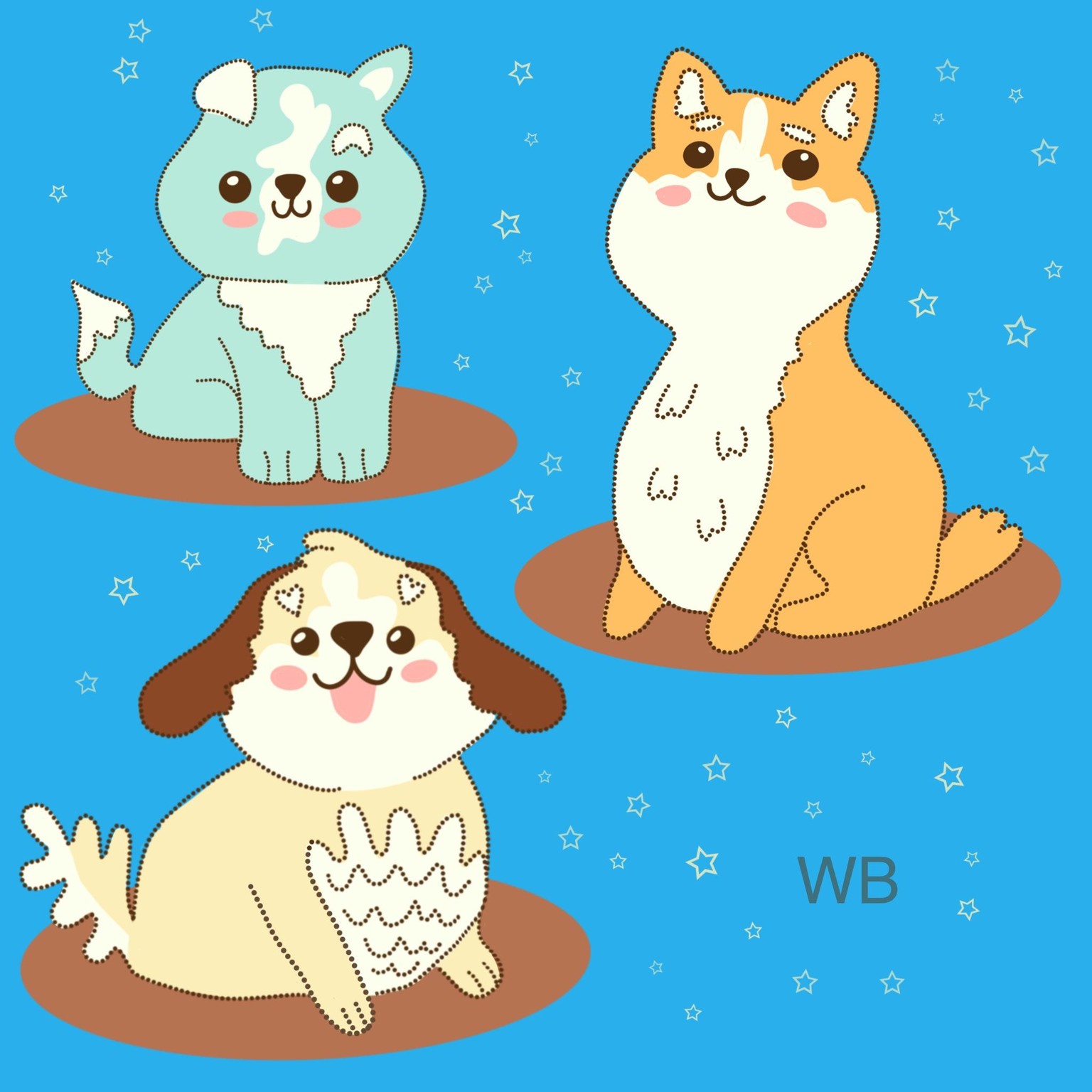 Cute puppy characters in procreate - image 1 - student project