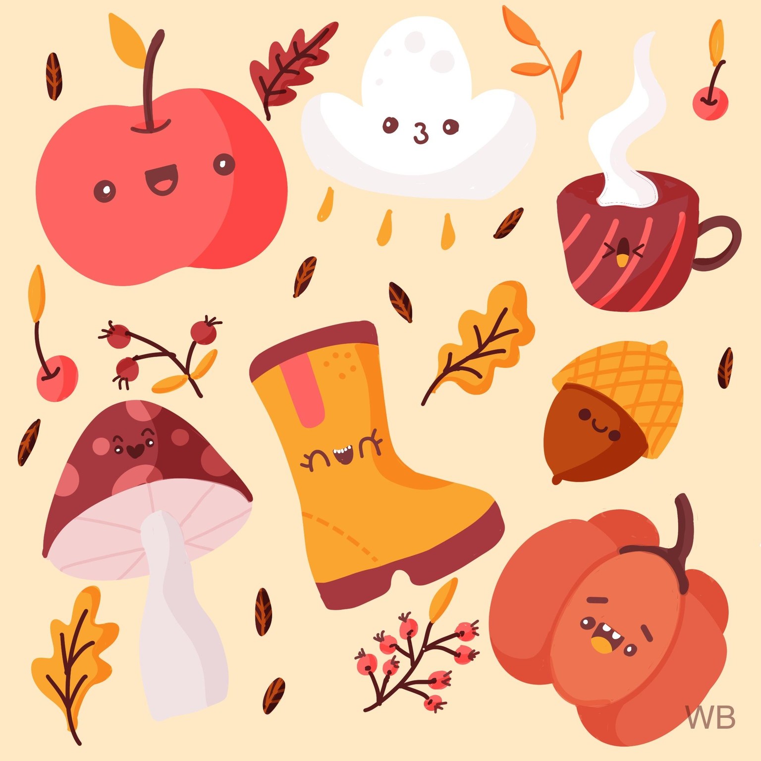 Kawaii Autumn vibes in procreate - image 1 - student project