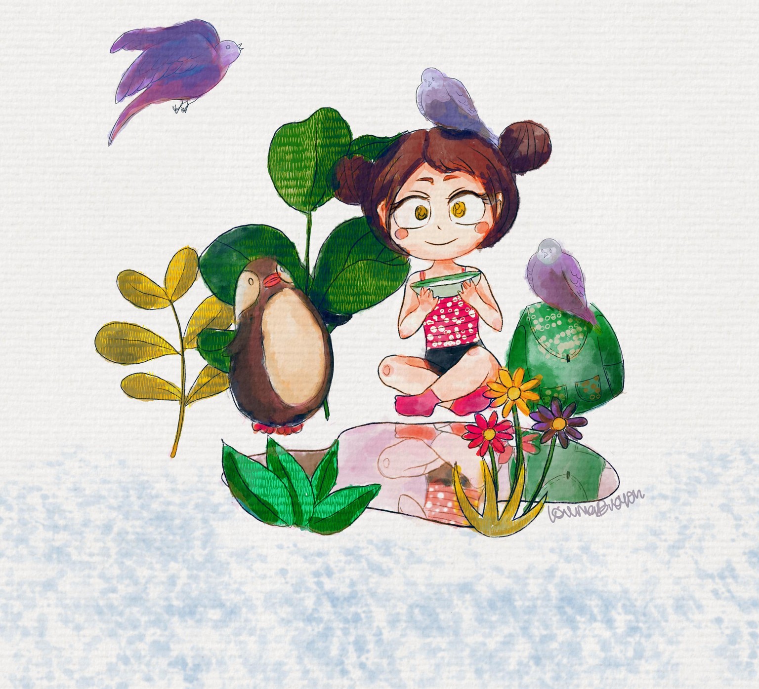 Watercolour  character in Procreate - image 1 - student project