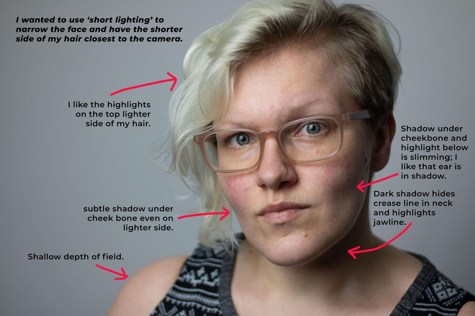 Headshot practise - Portrait lighting patterns - image 2 - student project