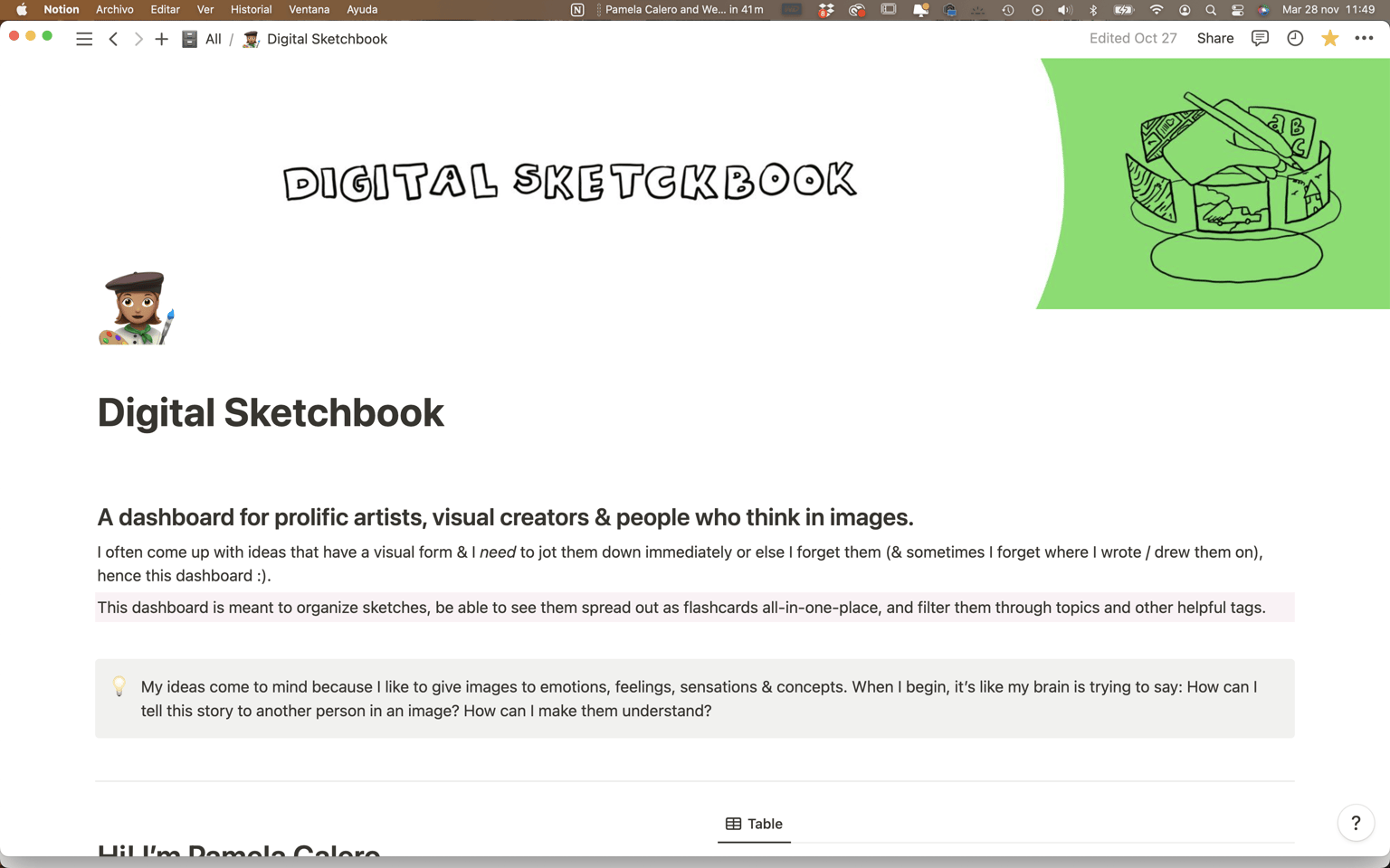 Pamela's Notion: My Digital Sketchbook, Second Brain & Inbox - image 1 - student project