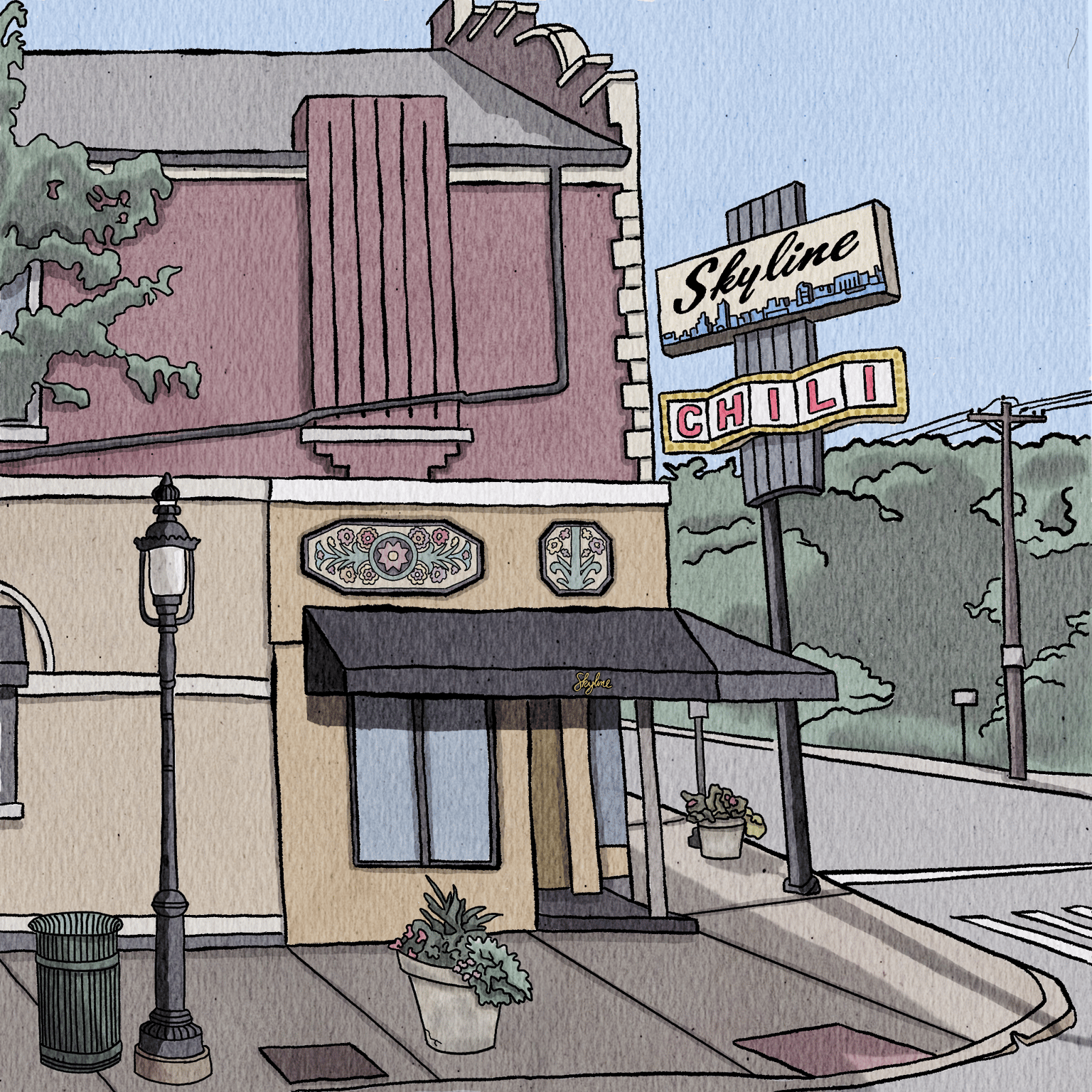 Skyline Chili in Japanese Watercolor Style - image 1 - student project