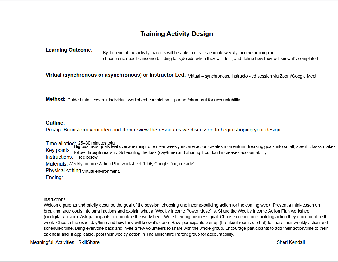 Helping Millionaire Parent members take one weekly income-building action - image 2 - student project