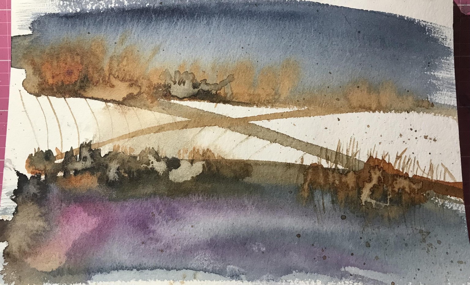 Simple landscape in watercolors - image 2 - student project