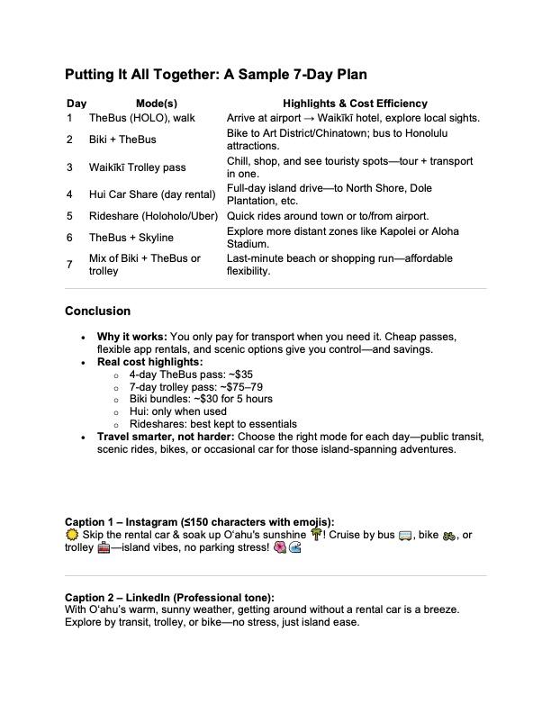 Writing with ChatGPT: Touring Oahu without a car - image 3 - student project
