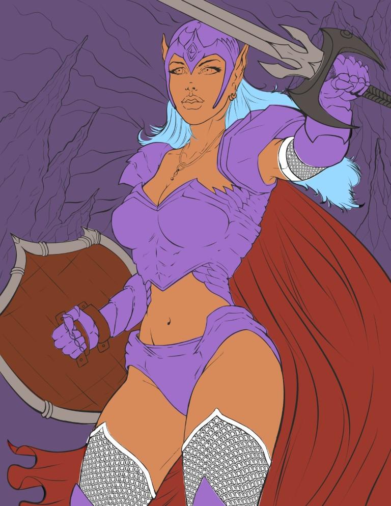Semi-Realitically Painted Elven Warrior - image 2 - student project