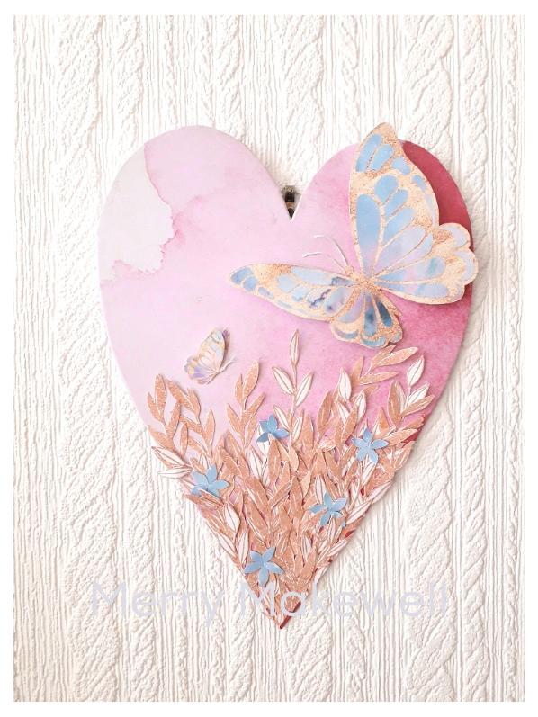 Butterfly and Flora Hanging Hearts - image 2 - student project