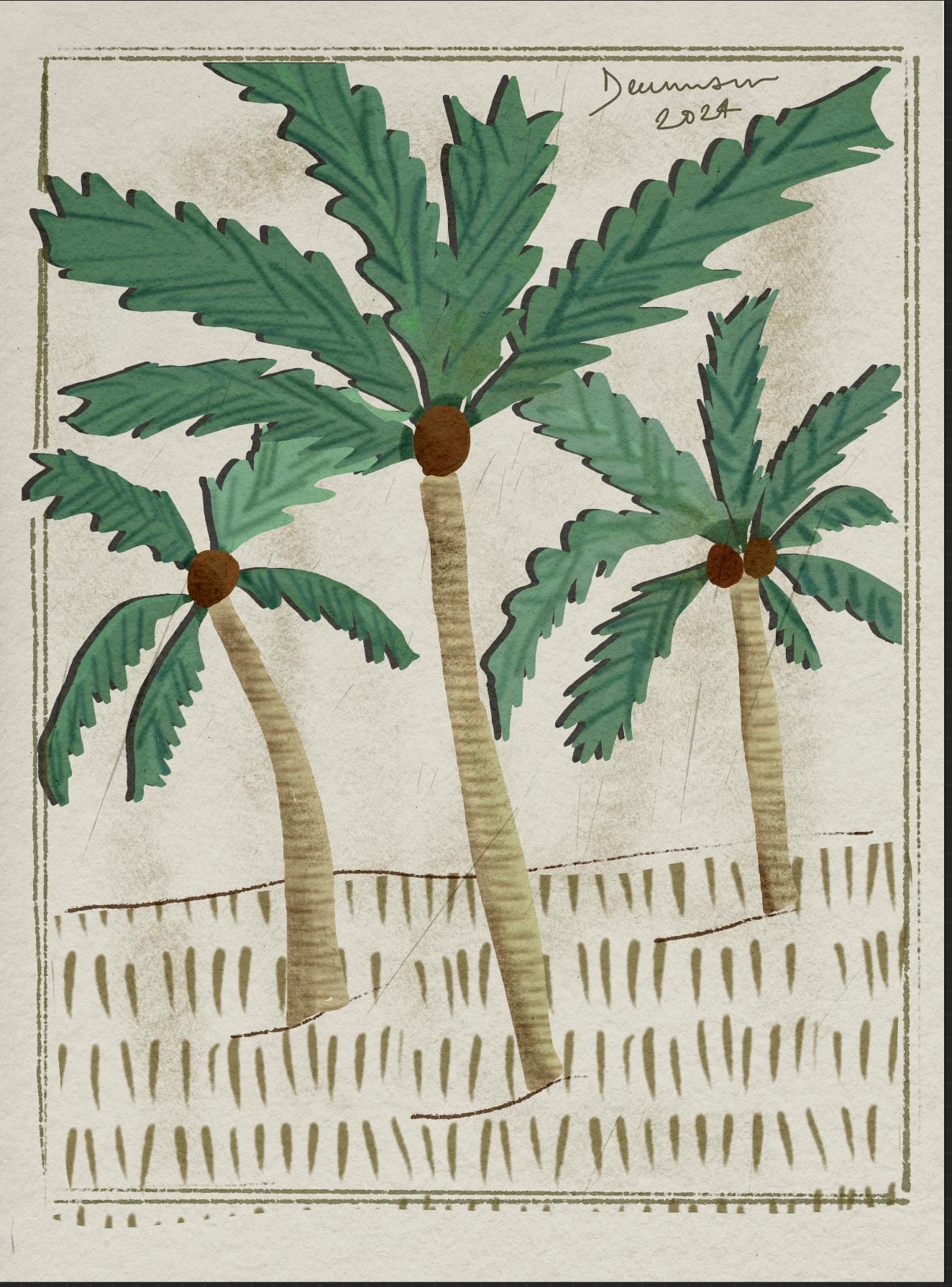 Gouache palm trees - image 1 - student project