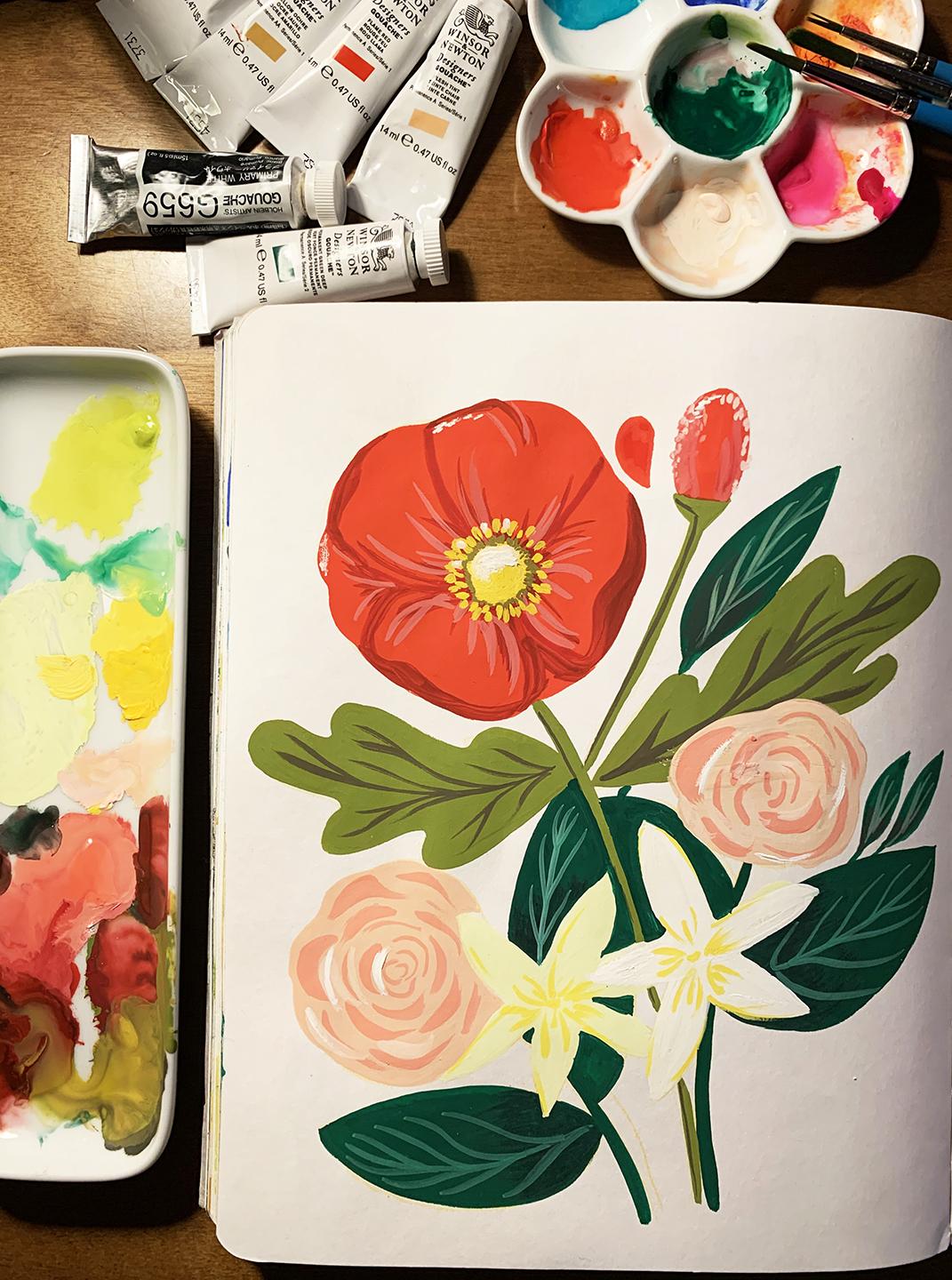 My Gouache Bouquet - image 1 - student project