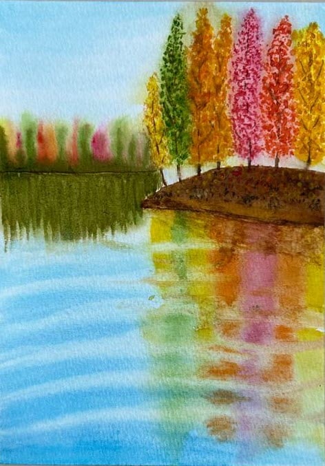 Autumn reflections in watercolour - image 1 - student project