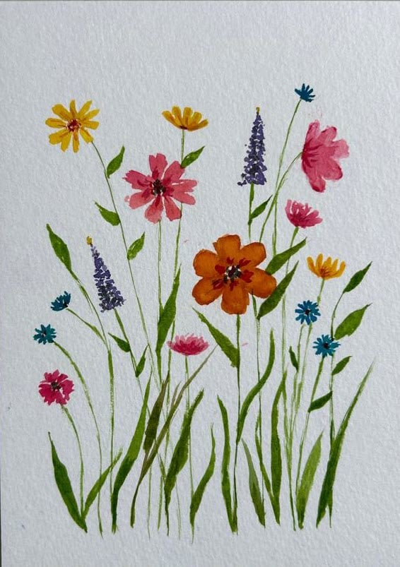 Watercolor wildflower meadow - image 1 - student project