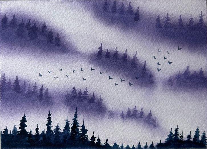 Completed 7 days of misty watercolor landscapes - image 7 - student project