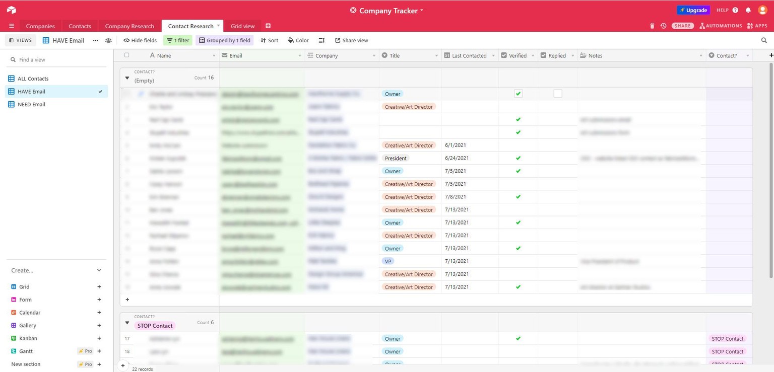 Airtable - Company Tracker - image 2 - student project