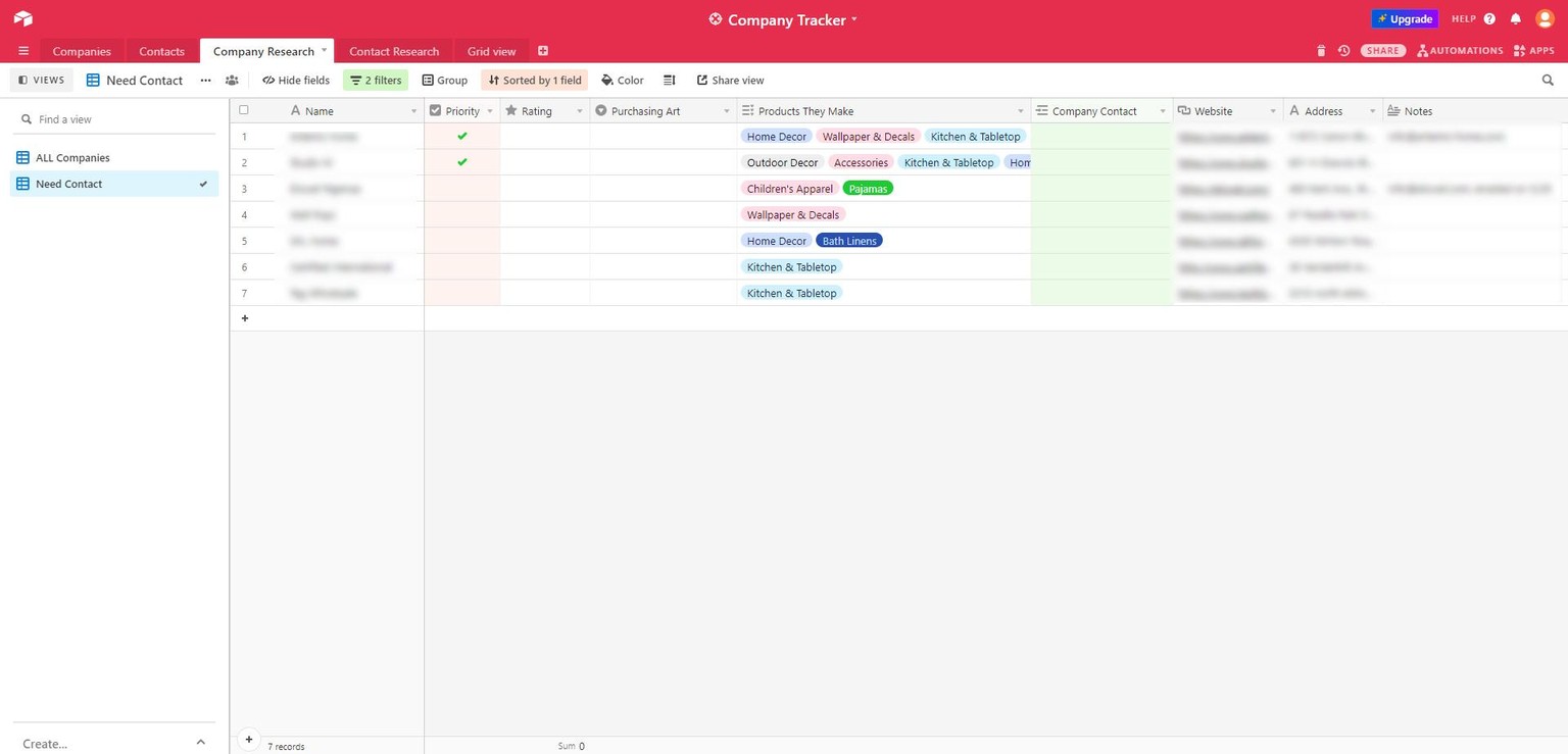Airtable - Company Tracker - image 1 - student project