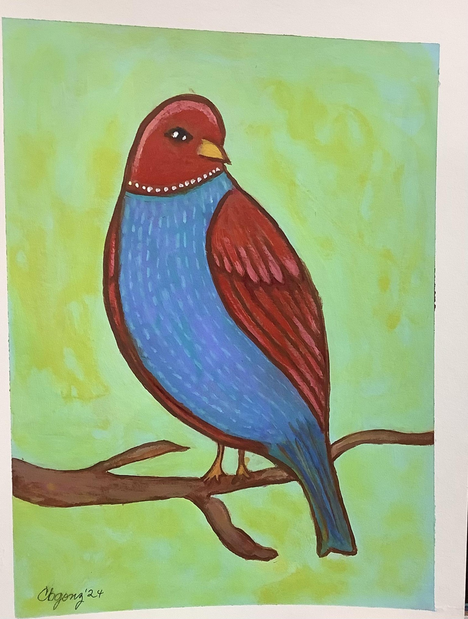 Whimsical birds in acrylic - image 3 - student project