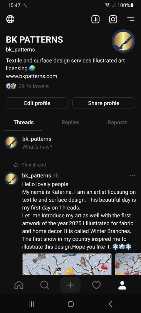 My Threads account - image 1 - student project