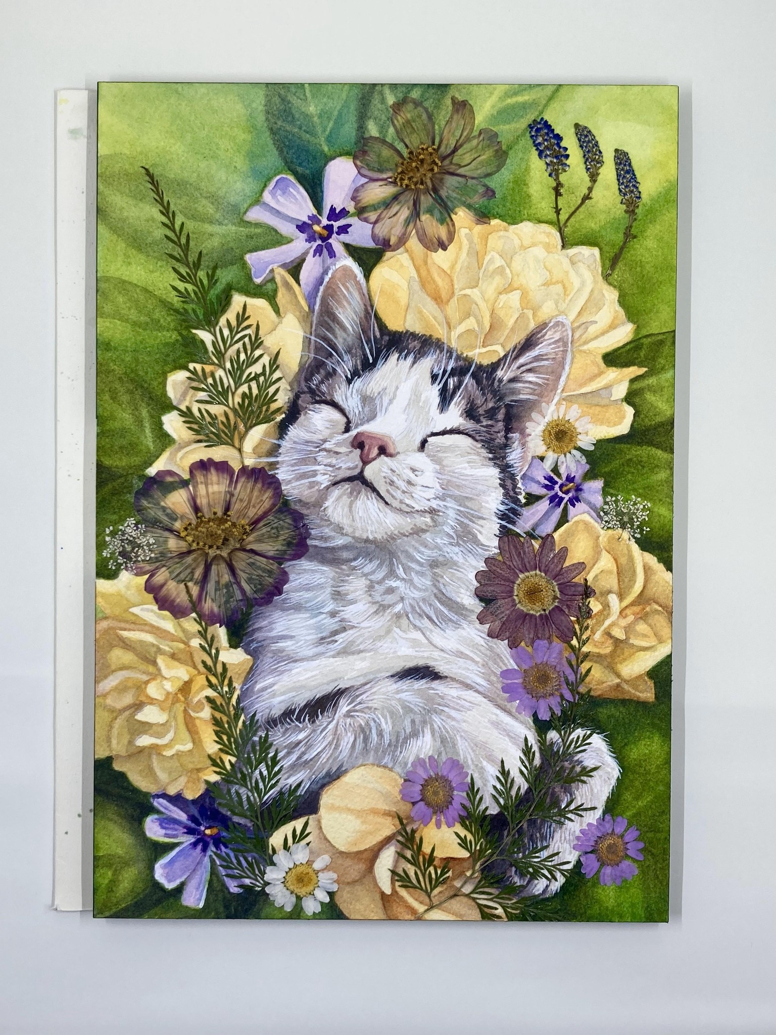 Watercolor & Digital Paintings: Cats with Flowers - image 1 - student project