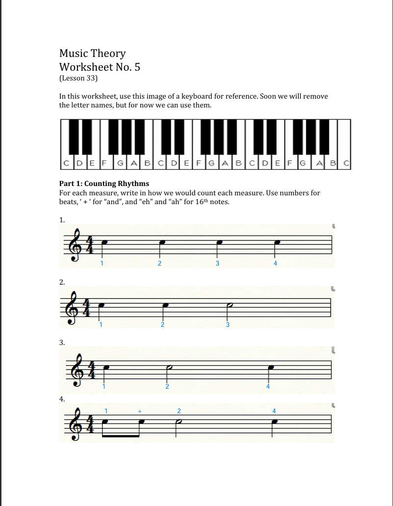 Music Theory - Worksheets and Project files - image 1 - student project