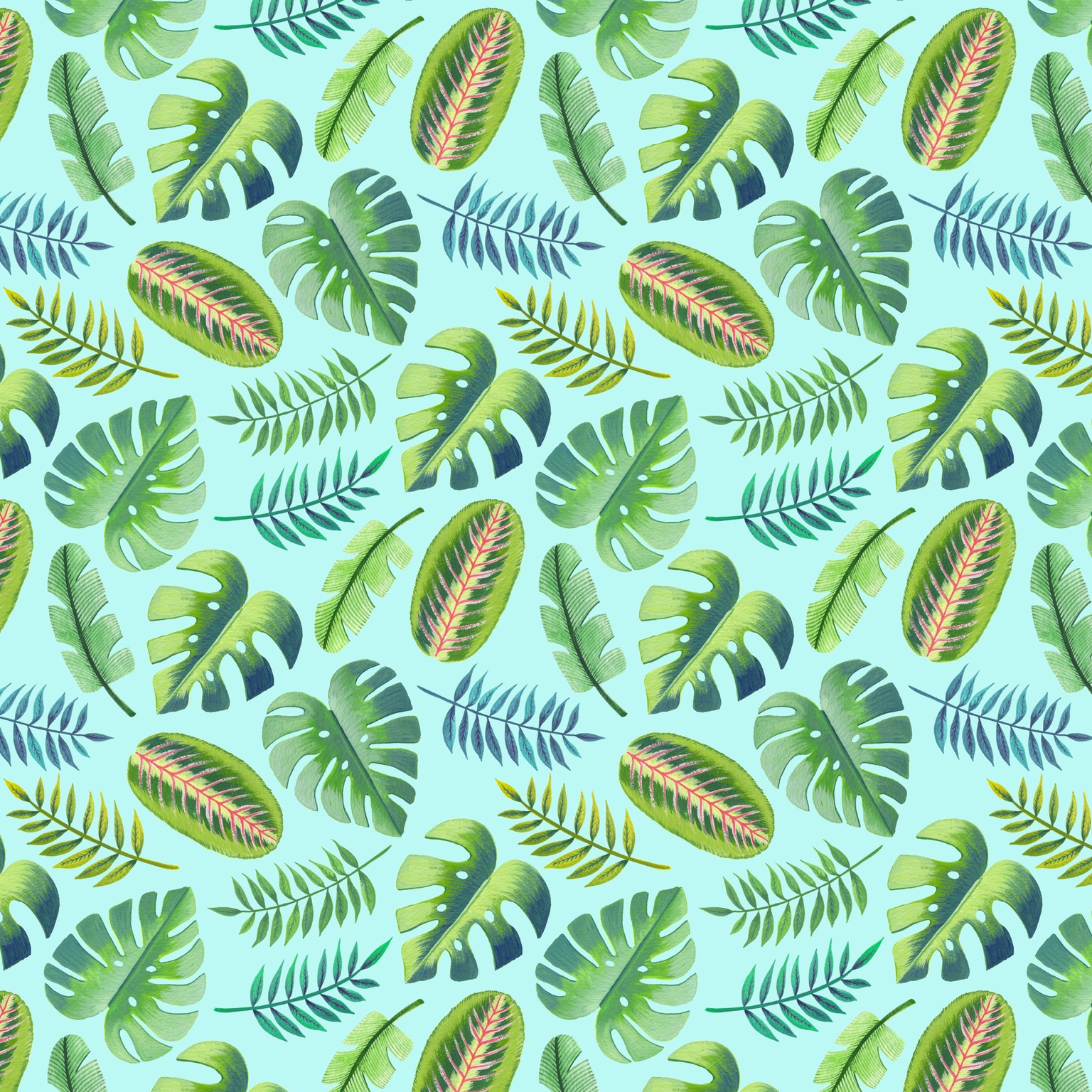 Tropical leaves in gouache - image 1 - student project