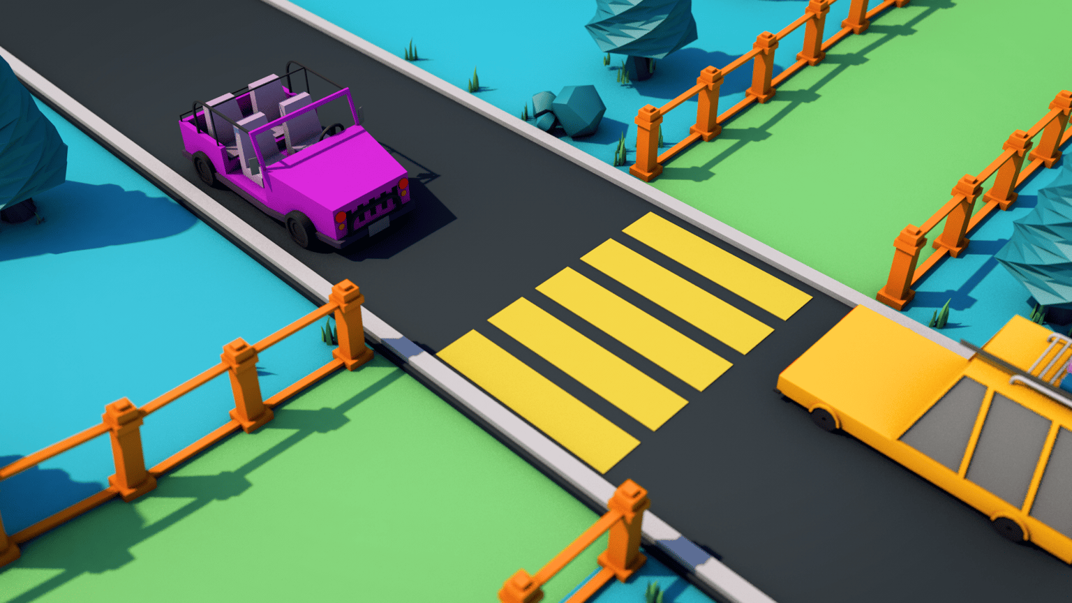 LowPoly Cars Scene - image 2 - student project