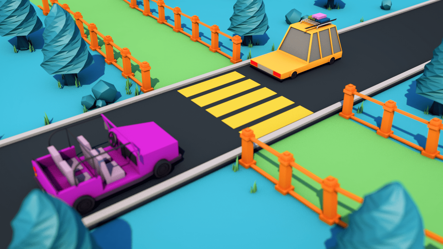 LowPoly Cars Scene - image 1 - student project