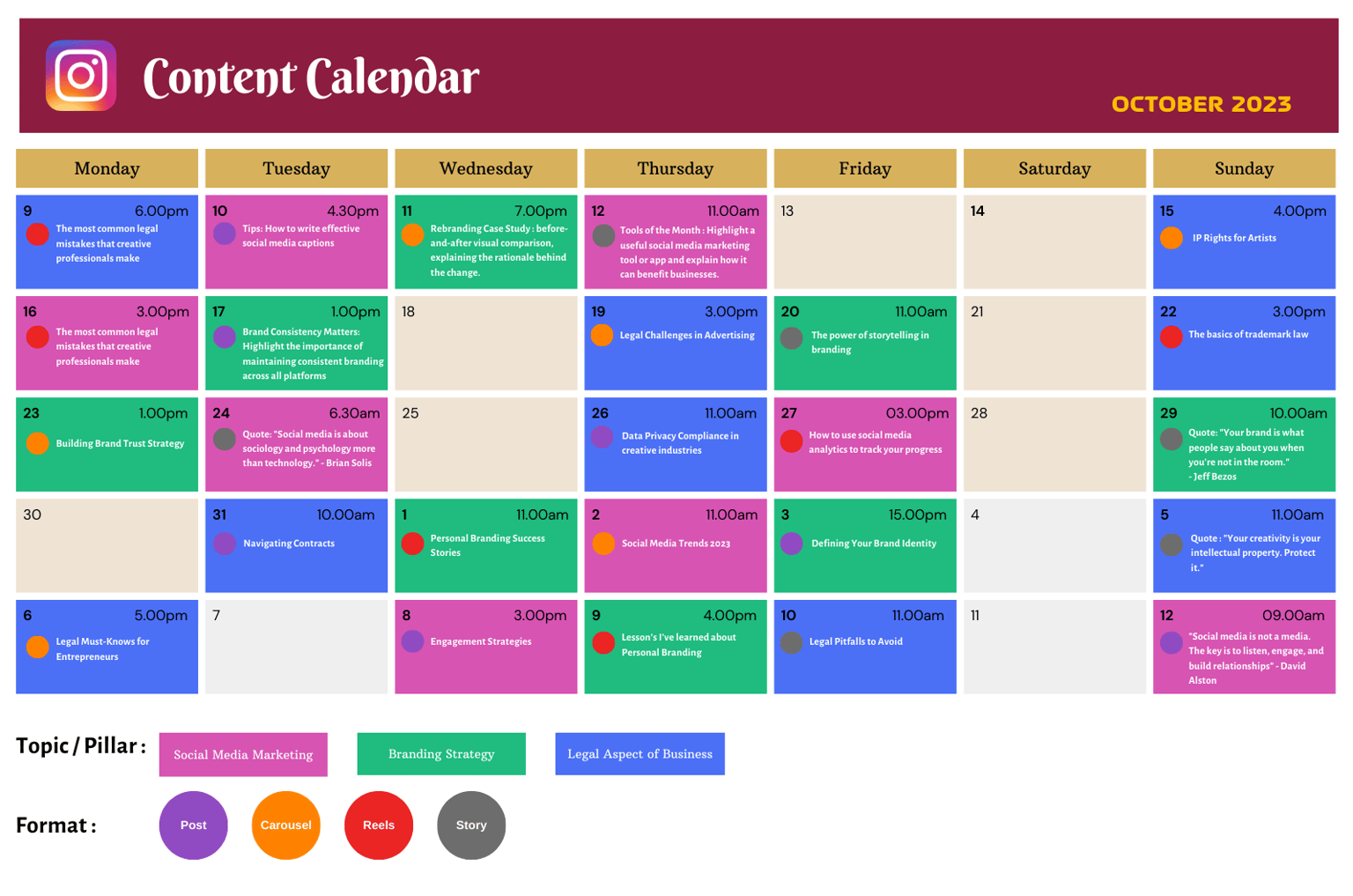 Content Calendar - Oct 2023 - image 1 - student project