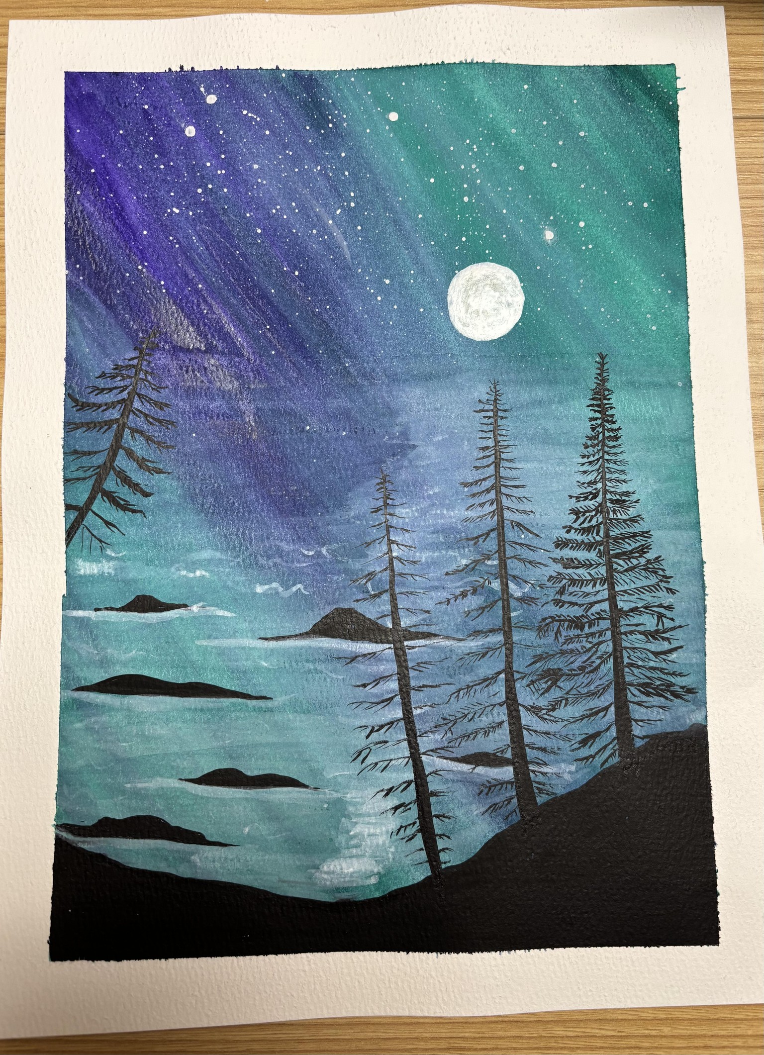 Dreamy full moon and northern lights - image 1 - student project