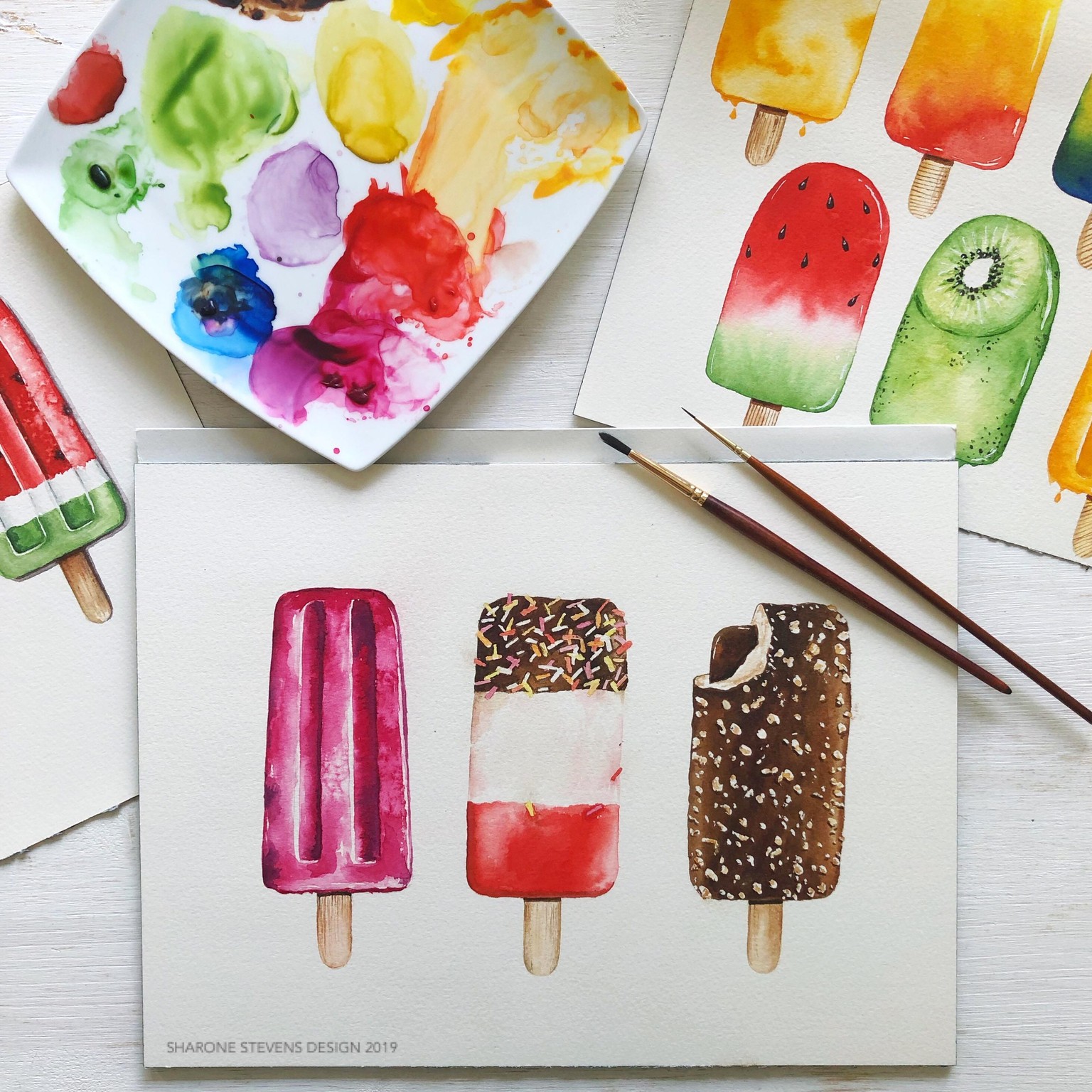 Fun Watercolour Techniques: Ice Lollies - image 1 - student project