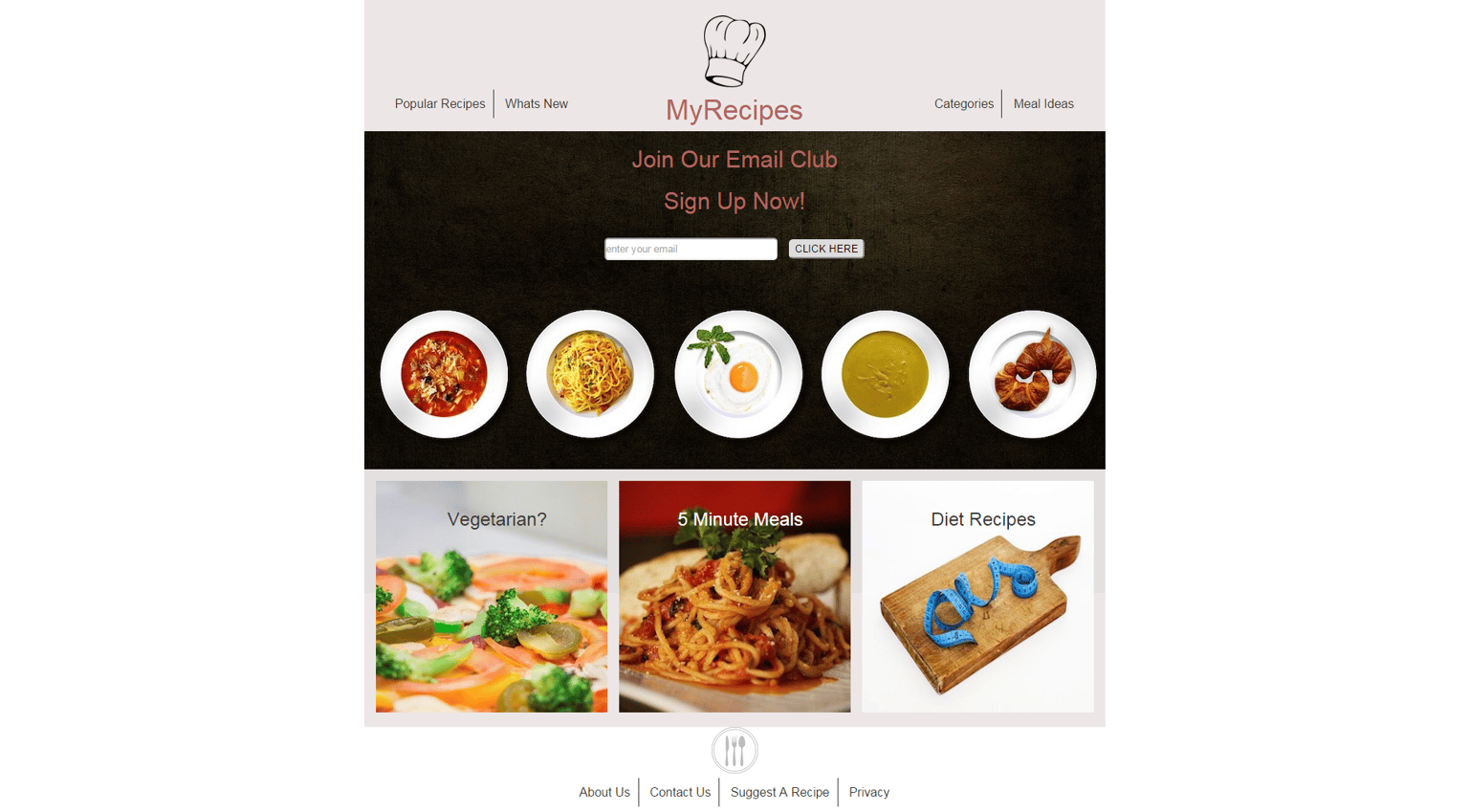 MyRecipes Webpage - image 1 - student project