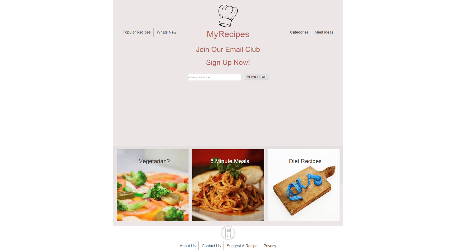 MyRecipes Webpage - image 2 - student project
