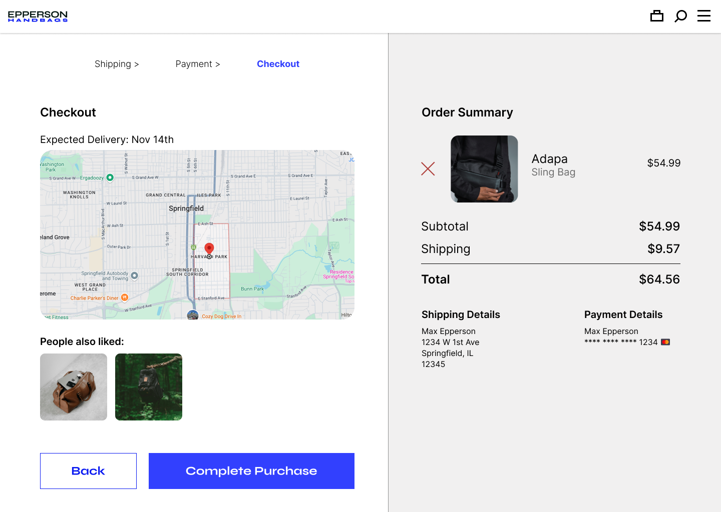 Epperson Handbags - Figma UI UX Design Essentials - image 12 - student project