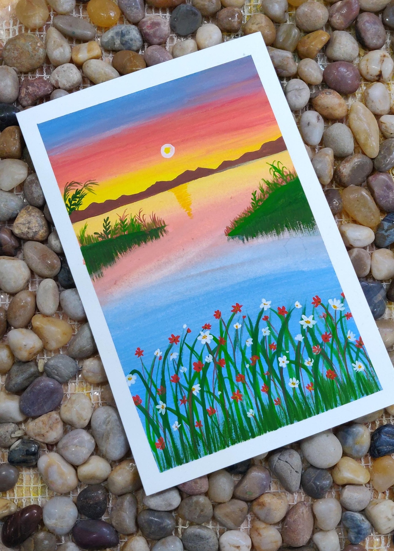Sunset painting in gouache - image 1 - student project