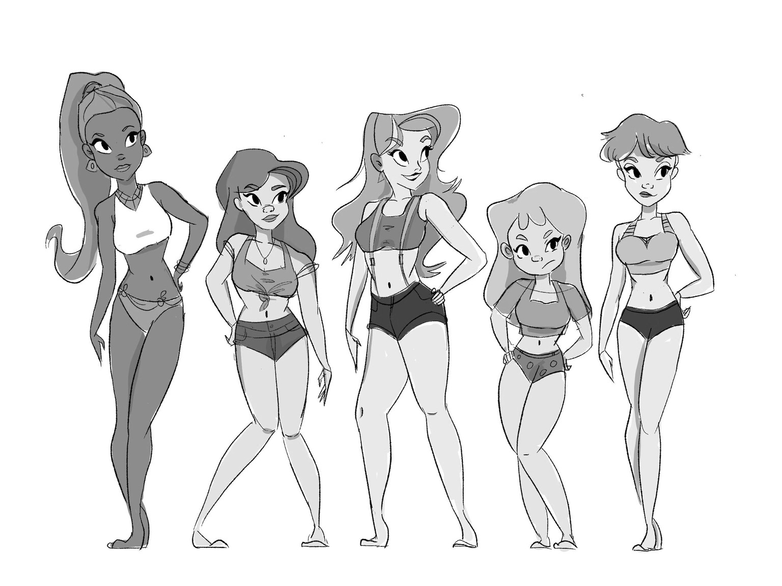 Women line-up character design assignment - image 3 - student project
