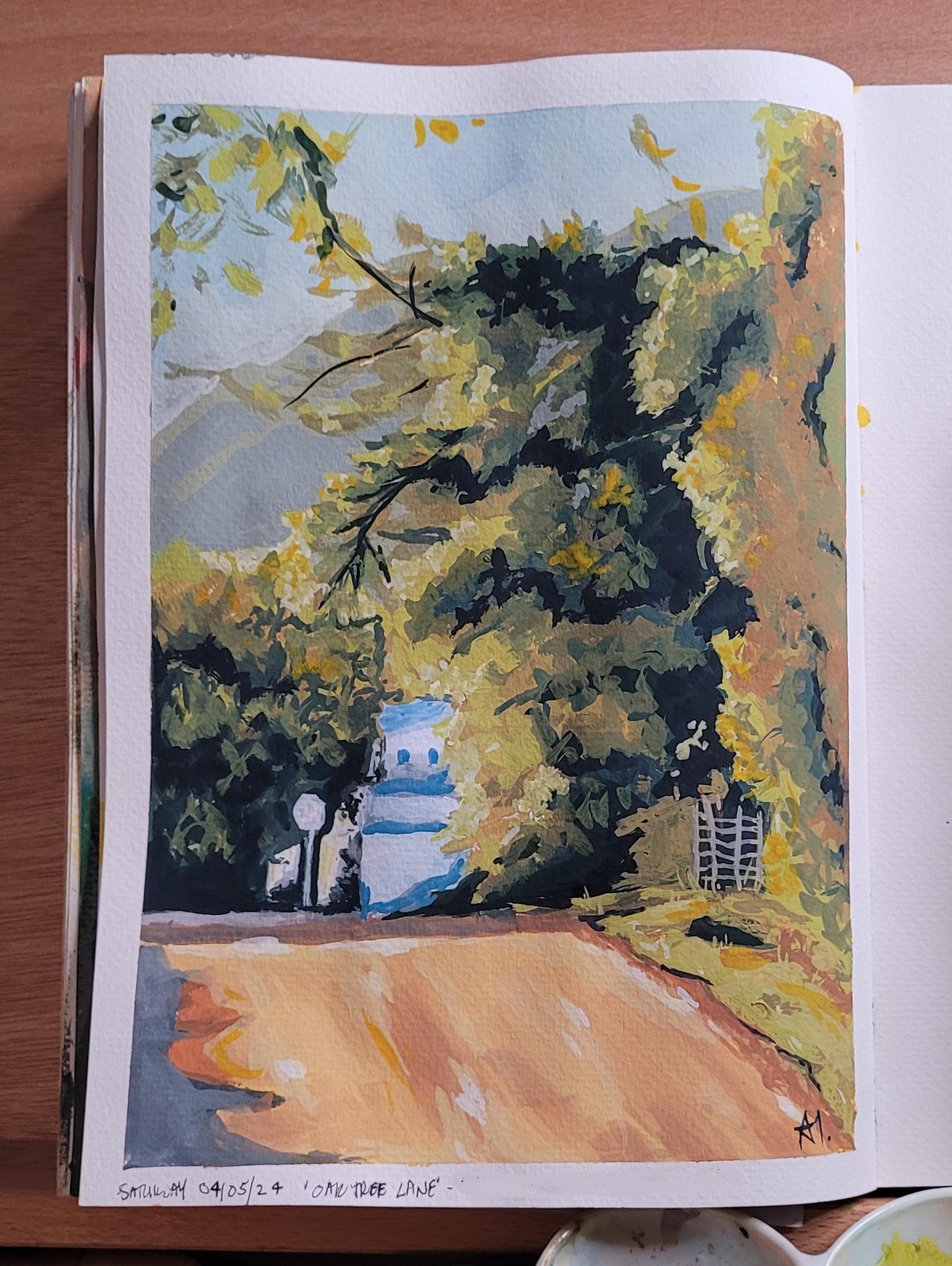 Level Up Your Gouache; Oak Tree Lane - image 1 - student project