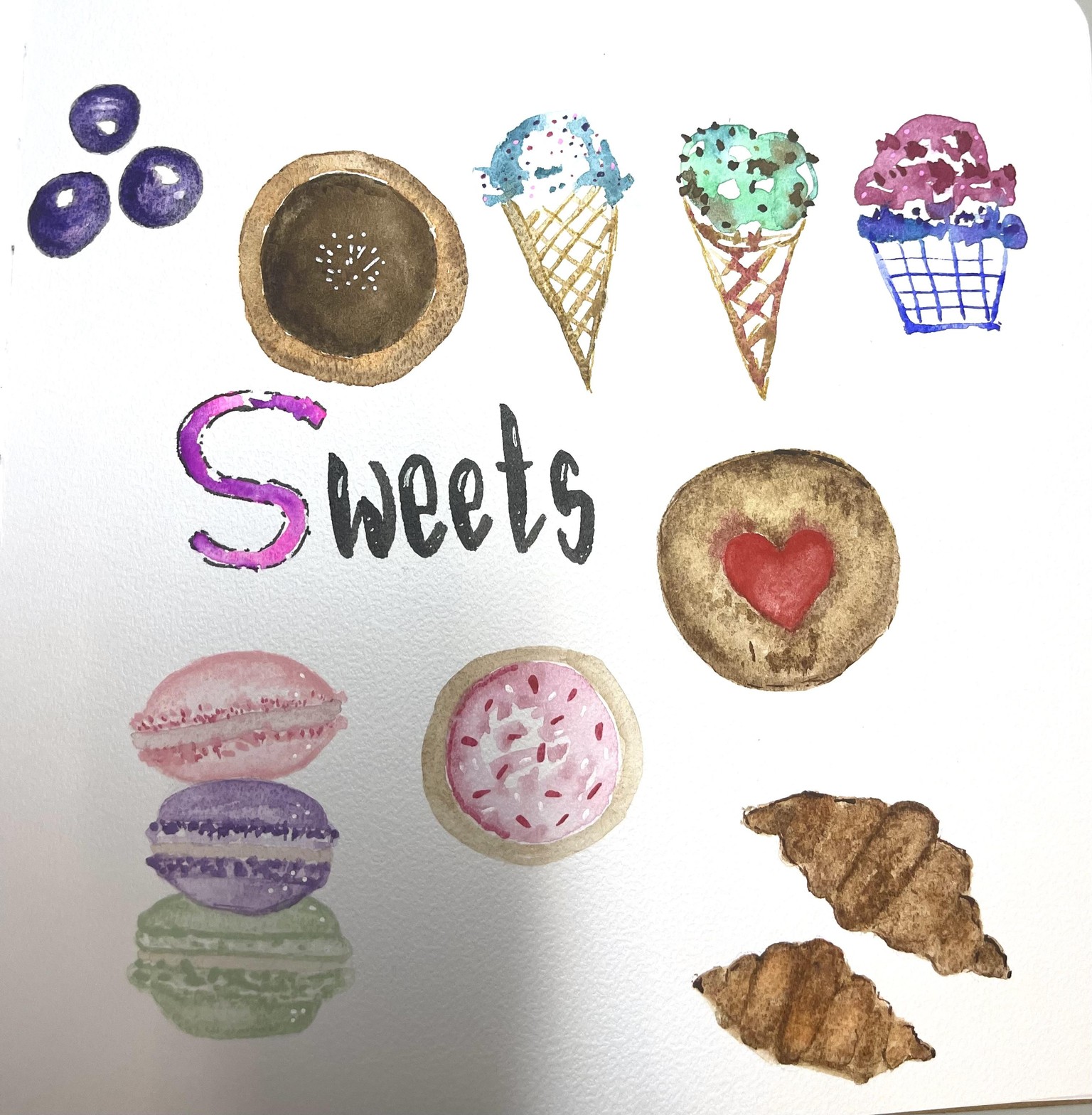 My watercolor sweets - image 1 - student project