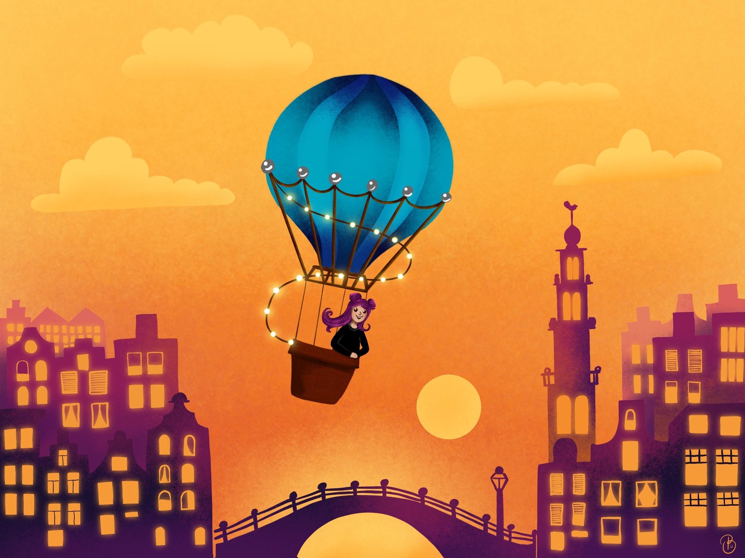 Hot air balloon over Amsterdam - image 1 - student project