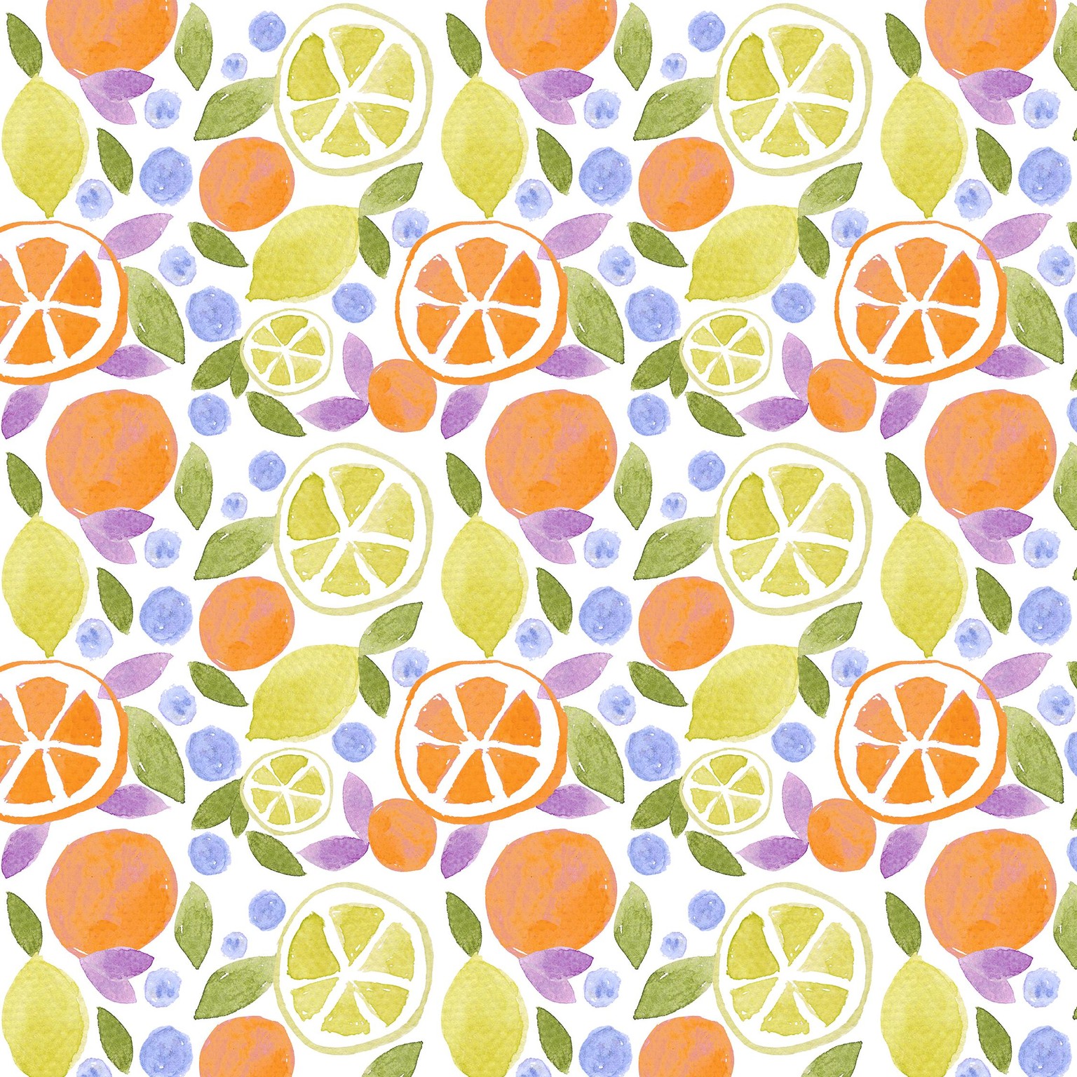 Seamless Citrus Pattern in Watercolor - image 1 - student project