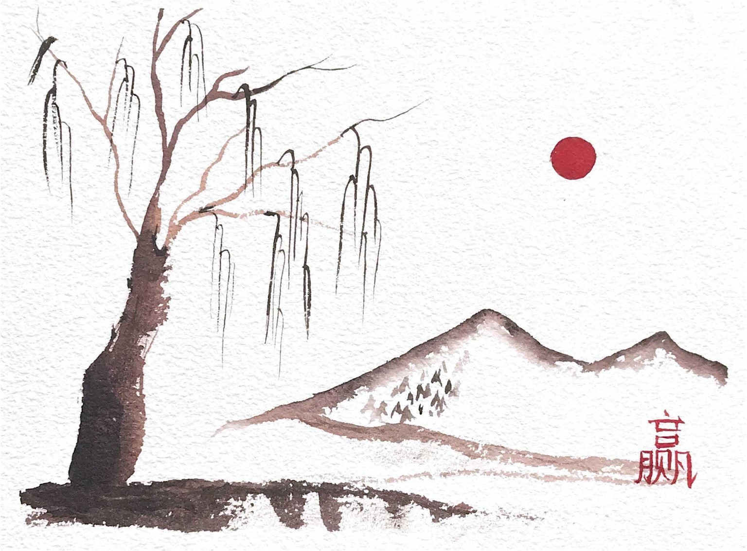 Japanese Inspired Watercolor Painting - image 1 - student project