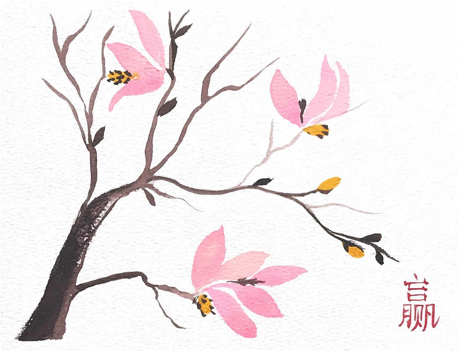 Japanese Inspired Watercolor Painting - image 2 - student project