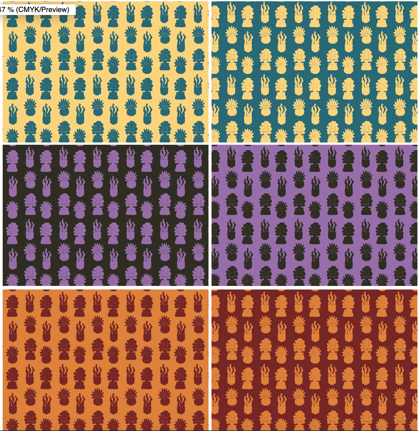 Succulent Block Print Pattern - image 4 - student project