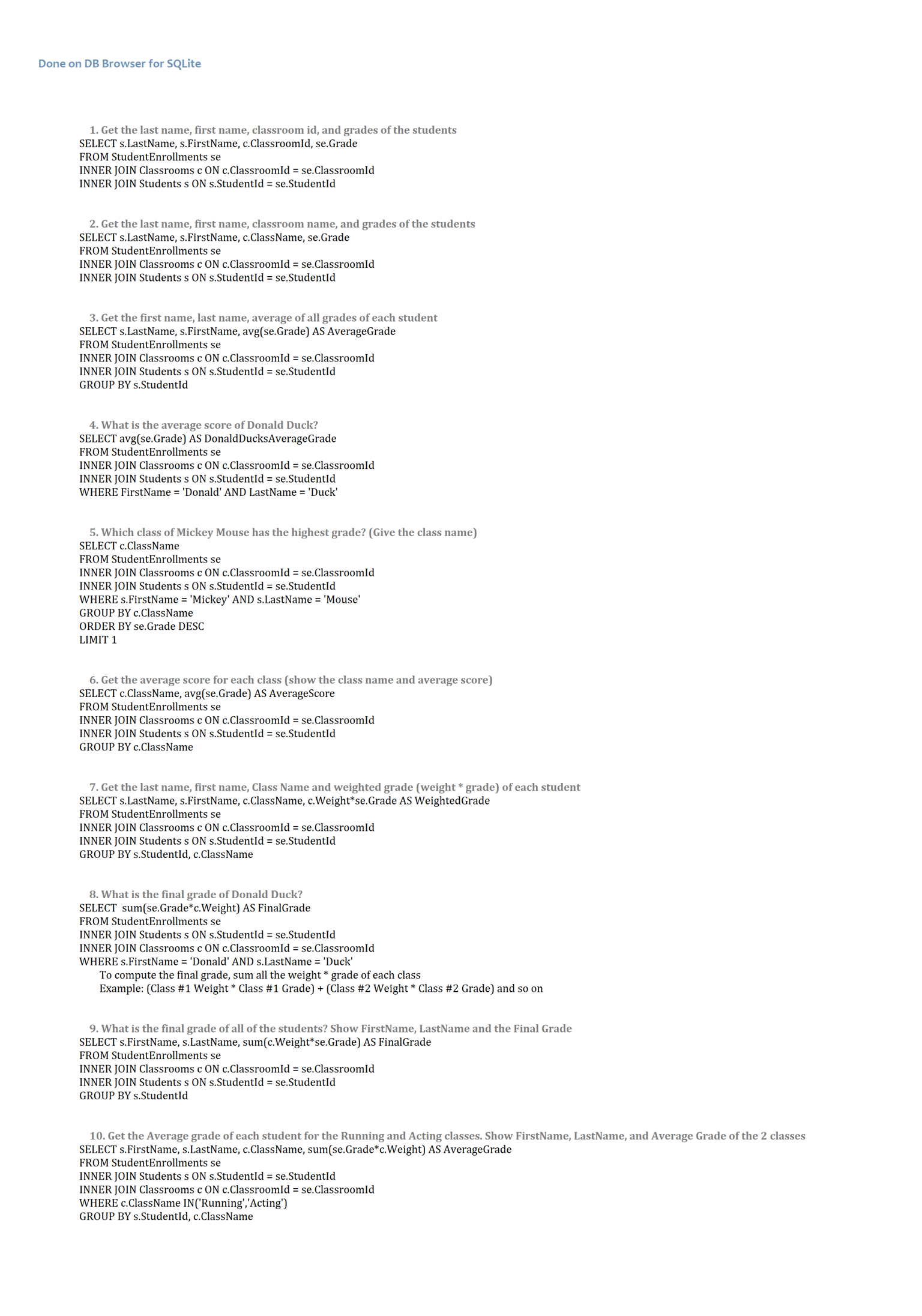 SQL Exercises - image 1 - student project